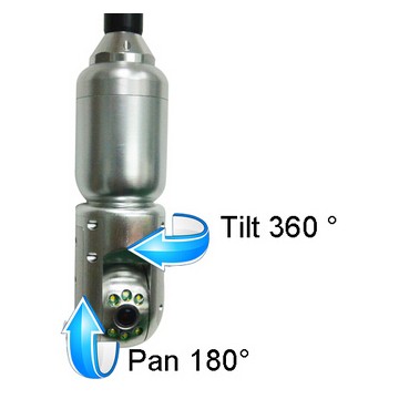 360 push rod pan/tilt pipe inspection camera for sewer pipeline survey diameter 60mm-500mm FLX-P128REKC